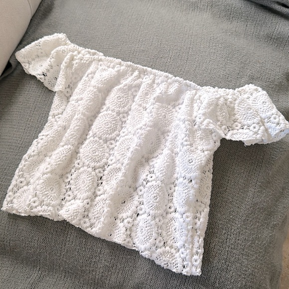 Les Tout Petits by Lois Letzt Off The Shoulder Lace Top Size 7 Kids - Picture 4 of 6